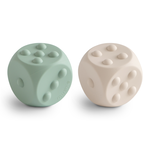 Mushie Dice Press Toy 2-pack - Cambridge Blue/Shifting Sands, , large