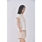 (S) clear impression質感棉質花邊杏色短袖上衣二手衣, , large