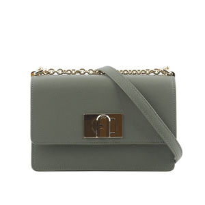 FURLA 1927 拱門轉釦迷你翻蓋鏈帶二用包/仙人掌綠