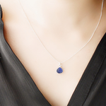 Simple Lapis Sterling Silver Necklace, , large
