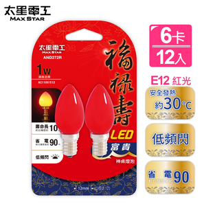 Fu Lu Shou LED Wealth God Table Bulb E12/1W/Red Light/2 pieces *6 pieces