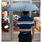 【周周生活】雨傘 現貨 自動傘 折疊傘 央帶格紋 大雨傘 大傘面 折疊雨傘 晴雨傘 遮陽傘 防潑水 抗UV 傘 快速出貨, , large