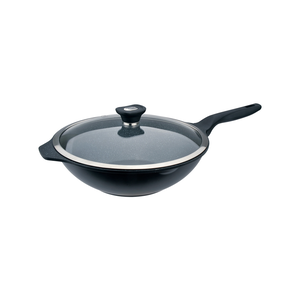 Miyaco 米雅可 礦岩鑄造不沾炒鍋深型炒鍋IH無蓋附蓋 30cm附蓋-Leidea樂德兒
