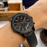 [星晴錶業]MASERATI手錶,46mm,R8871627004黑色錶面黑錶殼黑紅色真皮皮革錶帶款, , large
