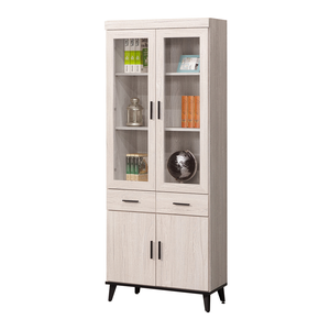 【唯熙傢俱】凱熙橡木白2.7尺抽屜書櫃