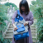SOLIS 夏日呢喃系列拼接束口包-煙燻藍, , large