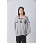 (F) e sea質感字母灰色長袖上衣二手衣, , large