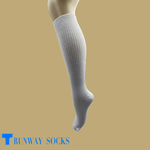 【Runway】《HONOR》 Japanese/Korean Style Academy Striped Socks – Double Cylinder Knee-High Socks, Calf-Length – Premium Cotton, 2 Pairs (1 Thick Stripe + 1 Thin Stripe) – White, , large