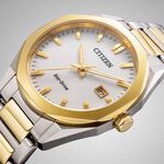 CITIZEN 星辰 限量 光動能八角形經典大三針手錶 送禮推薦-銀x金/38mm BM7624-82A, , large