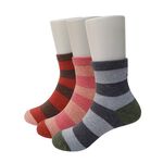 【BVD】條紋海錨3/4童襪<粉桔,17-21cm>B258 短襪, , large