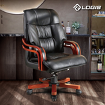 【LOGIS】真皮總裁椅 電腦椅 辦公椅 書桌椅 家用椅 主管椅 董事長椅【629】, , large