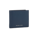 Michael Kors 銀字Logo 荔枝皮革對開證件照短夾(海軍藍), , large