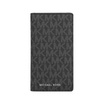 Michael Kors 銀字滿版Logo 釦式二折大款卡片夾/卡包(黑色), , large