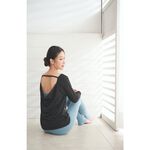YOGA FLOW Soft(L)Sleeve - 後背優雅垂墜罩衫 - 烏漆黑 Black, , large