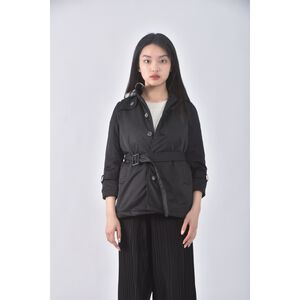 (S) kinloch anderson質感連帽黑色綁帶外套二手衣