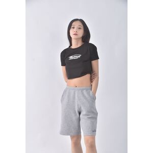 (S) uniqlo高腰質感棉質灰色短褲二手衣
