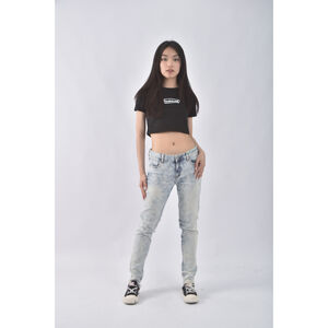 (XS（含）以下) american eagle丹寧牛仔質感棉質仿舊藍色長褲二手衣