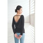 YOGA FLOW Soft(L)Sleeve - 後背優雅垂墜罩衫 - 烏漆黑 Black, , large