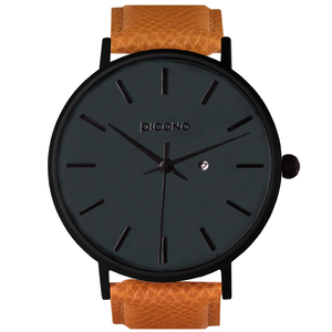 【PICONO】Siempre minimalist brown leather strap couple watch-Dark green / SI-10902 Men