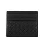 BOTTEGA VENETA Intrecciato 小羊皮編織拉鍊卡包/零錢包/黑色, , large