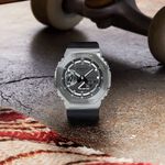 CASIO 卡西歐 G-SHOCK 八角 金屬錶殼 雙顯手錶-百搭銀灰 GM-2100-1A, , large
