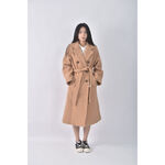 (XL) hand made質感素面杏色綁帶外套二手衣, , large