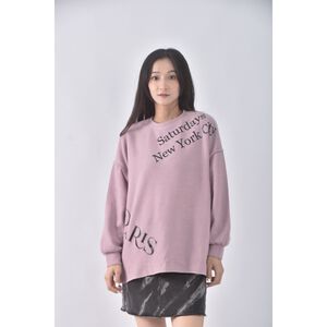 (XL) 落肩粉色長袖上衣二手衣