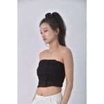 (S) 【安于晴Charlene私服】質感棉質抹胸黑色上衣二手衣, , large