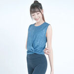 YOGA FLOW Twist Hem Shirt - 微透腰擺抓皺罩衫 - 牛仔藍 Bright Denim, , large
