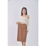 (XL) theme質感棉質條紋橘色長裙二手衣, , large