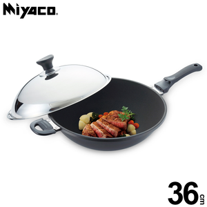 Miyaco 米雅可 遠紅外線陶瓷不沾炒鍋可用鐵鏟附蓋 36cm附蓋-Leidea樂德兒