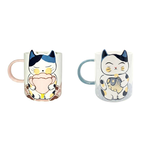 【摩達客】◉開運招財◉萌系療癒開運招財貓抱福抱魚陶瓷馬克杯組, , large