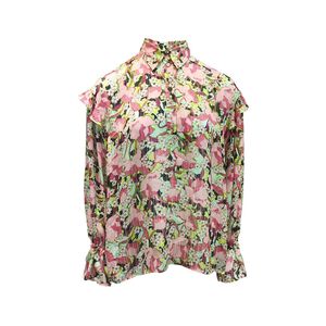 PINKO繽紛櫻花高領襯衫上衣