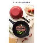 韓國Kassel鑽石超導熱不沾深型炒鍋附玻璃鍋蓋-32cm(IH爐可用鍋)亞光灰, , large