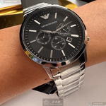 [星晴錶業]ARMANI手錶,46mm,AR00075黑色錶面銀錶殼銀色精鋼錶帶款, , large
