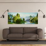 【御畫房】桂林山水 國家一級畫師手繪油畫60×120cm(VF-42), , large