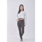 (L) sin mau is sexy高腰丹寧牛仔修身黑色長褲二手衣, , large