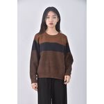 (2XL) xy studio針織條紋棕色長袖上衣二手衣, , large