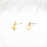 【Angel & Me】幸運 法蒂瑪之手 s925 純銀 厚鍍 24k金 一對 耳環, , large