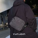 【YUNJOIN】Tech 橫式多層斜跨包-黑色, , large