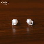 【Gulicc】古莉可 耳環 優雅珍珠V字鑲鑽氣質耳環, , large