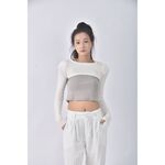 (S) 【安于晴Charlene私服】質感修身短版白色長袖上衣二手衣, , large