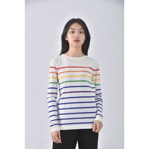 (S) moma質感條紋白色長袖上衣二手衣