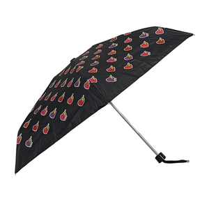 COACH 閃電愛心圖案尼龍迷你晴雨兩用傘/黑色