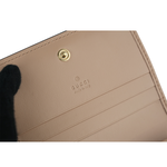 GUCCI GG Logo 縫線設計二折卡片小短夾/灰粉色, , large