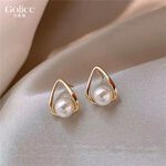 【Gulicc】古莉可 耳環  韓版三角水滴珍珠耳釘, , large