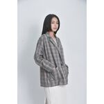 (L) 質感格紋灰色外套二手衣, , large