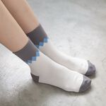 【現貨】Supima抗菌萊卡除臭襪-女寬口菱格短襪 P6871, , large