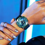 CASIO 卡西歐 G-SHOCK 金屬色雙顯電子錶-科技藍 GM-S110LB-2A, , large