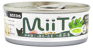 【拉拉寵物小舖】seeds 惜時 狗罐頭 MiiT 有雞愛犬機能湯罐 雞丁菠菜湯佐雞絲燕麥80g*24瓶